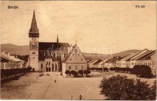 1917 Bártfa, Bardiov, Bardejov; Fő tér, templom. Salgó Mór kiadása / main square, church