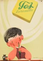 cca 1960 Szilas Győző (1921-1998): Tejkaramell plakát, hajtásnyomokkal, jó állapotban, 68×48 cm