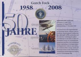 Németország 2008. 10€ Ag "50 éves a Gorch Fock" nagyalakú emlékíven, elsőnapi bé...