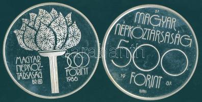 1986-87. 500Ft Ag "Téli olimpia Calgary" + 500Ft Ag "Nyári olimpia Szöul" pár T:PP Díszdobozban!