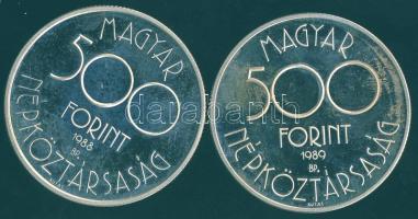 1988-89. 500Ft Ag + 500Ft Ag "Labdarúgó VB" pár T:PP Díszdobozban!