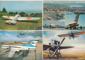 12 db MODERN motívum képeslap: repülés és repülőgépek, vegye állapotban / 12 modern motive postcards: airplanes, aviation in mixed quality