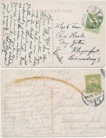 1915 Pozsony, Pressburg, Bratislava; vár és "WIEN" gőzös - 2 db régi képeslap / castle and...