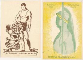 1935 Budapesti VI. Főiskolai Világbajnokságok s: N. Török - 2 db régi sport reklám képeslap / 6th International University Games in Budapest - 2 sport advertisement poscards