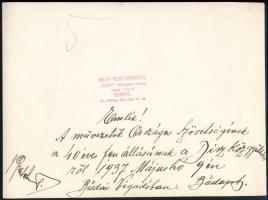 1937 Bp., a Művezetők Országos Szövetsége 40 éves fennállása alkalmából tartott díszközgyűlés a Buda...