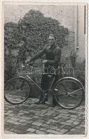 1938 Férfi kerékpárral / Man with bicycle, photo (EK)