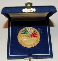 Olaszország 1985. "Bélyegkereskedelmi Világkiállítás" aranyozott, zománcozott Ag emlékérem 32g T:1 Díszdobozban, tanúsítvánnyal!