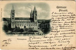 1899 (Vorläufer) Pécs, Vártemplom. Pick Testvérek kiadása (kis szakadás / small tear)