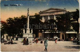 1922 Győr, Széchenyi tér, Győri Lloyd, piac. Vasúti Levelezőlapárúsítás (kopott élek / worn edges)