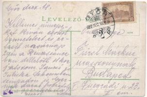 1922 Győr, Széchenyi tér, Győri Lloyd, piac. Vasúti Levelezőlapárúsítás (kopott élek / worn edges)
