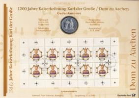 Németország 2000. 10M Ag "Nagy Károly" + 10M Ag "EXPO 2000 - Hannover" nagyalakú emlékíveken egy-egy bélyeg-kisívvel, elsőnapi bélyegzésekkel, ismertetővel T:BU