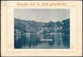 Szováta alsó és felső gyógyfürdői. hn., 1906, Szovátai Fürdők Igazgatósága, (Bp., "Pátria"-ny.), 19+1 p. Fekete-fehér fotókkal illusztrált. Kiadói papírkötés, leszakadt, szakadt borítóval.