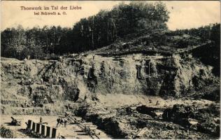 1910 Schwedt, Tonwerk im Tal der Liebe bei Schwedt an der Oder / clay factory, quarry, industrial railway, mine carts