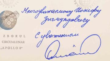 Dumitru Prunariu (1952- ) román űrhajós autográf sorai és aláírása emlékborítékon / Autograph lines ...