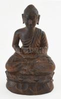 Faragott fa Buddha szobor. Sérüléssel, m: 26 cm