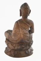 Faragott fa Buddha szobor. Sérüléssel, m: 26 cm