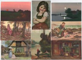 21 db RÉGI motívum képeslap szép állapotban: festmény hatású művészlapok / 21 pre-1945 painting effect art motive postcards in nice condition