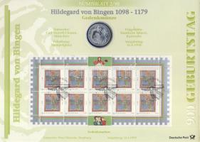 Németország 1998. 10M Ag "Hildegard von Bingen" nagyalakú emlékíven elsőnapi bélyegzős bélyeg-kisívvel T:BU