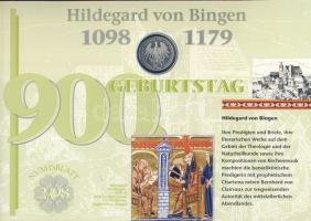 Németország 1998. 10M Ag "Hildegard von Bingen" nagyalakú emlékíven elsőnapi bélyegzős bél...