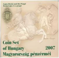 2007. 1Ft-100Ft (7xklf) forgalmi sor szettben + "Berán Lajos és a pengő" jelzett Ag emlékérem (10g/0.999/27mm) T:PP kis patina, a tok gyűrött Adamo FO41.3