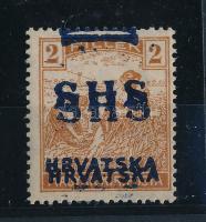 SHS 1918 Arató 2f kettős felülnyomással, Bodor vizsgálójellel. Certificate: Zrinjscak