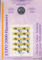 Németország 2000. 10M Ag "EXPO 2000 - Hannover" nagyalakú emlékíven elsőnapi bélyegzős bélyeg-kisívvel T:BU