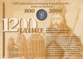 Németország 2000. 10M Ag "Nagy Károly" nagyalakú emlékíven elsőnapi bélyegzős bélyeg-kisív...