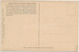 Warszawa, Warschau, Warsaw, Varsó; Polskie Tow. Krajoznawcze, Stara Warszawa, Szczyty katedry z wiez...