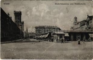 1909 Wien, Vienna, Bécs; Rudolfskaserne und Trödlerhalle / K.u.K. military barracks, market (fa)