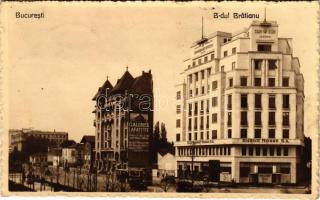1933 Bucharest, Bukarest, Bucuresti, Bucuresci; B-dul Bratianu, Rudolf Mosse S.A., Sun Insurance Office Ltd. London, Galeries Lafayette / street view, tram, insurance company