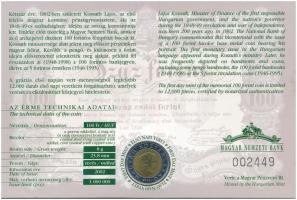2002. 100Ft "Kossuth" elsőnapi veret sorszámozott "002449" díszlapon T:UNC
Adam...