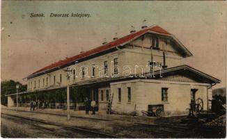 1916 Sanok, Dworzec kolejowy. M. Muschla / railway station