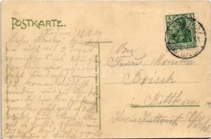 1909 Kudowa-Zdrój, Totalansicht v. Schlossberg (tiny tear)