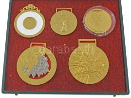 2004-2016. 5db klf olimpiai aranyérem aranyozott fém replikája házi készítésű dísztokban (~60-97mm) ...
