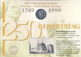 Németország 1999. 10M Ag "Goethe - Weimar" nagyalakú emlékíven elsőnapi bélyegzős bélyeg-k...