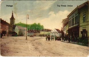 1918 Pozsega, Pozega; Trg Franje Josipa / Ferenc József tér / square (kopott sarkak / worn corners)