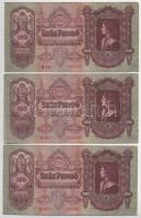 1930. 100P (3x) sorszámkövetők "E 921 055179 - E 921 055181" T:F erős papír Adamo P17