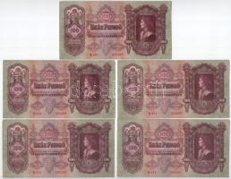 1930. 100P (5x) sorszámkövetők E 921 055187 - E 921 055191 T:VF Adamo P17