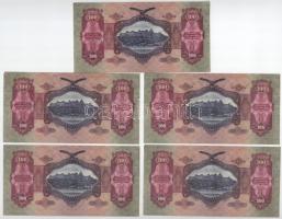 1930. 100P (5x) sorszámkövetők "E 921 055187 - E 921 055191" T:VF Adamo P17