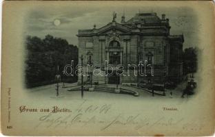 1899 (Vorläufer) Bielsko-Biala, Bielitz; Theater am Nacht / theatre at night