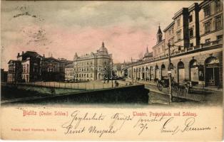 Bielsko-Biala, Bielitz; Theater, Postgebäude und Schloss / theatre, post office, castle