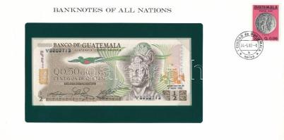 Guatemala 1982. 50c felbélyegzett Banknotes of all nations bankjegyes borítékban, bélyegzéssel T:UNC Guatemala 1982. 50 Centavos in Banknotes of all nations banknote envelope with stamp and cancellation C:UNC