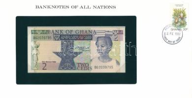 Ghána 1982. 2C felbélyegzett "Banknotes of all nations" bankjegyes borítékban, bélyegzéssel T:UNC Ghana 1982. 2 Cedis in "Banknotes of all nations" banknote envelope with stamp and cancellation C:UNC