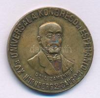 Németország / Weimari Köztársaság / Nürnberg 1923. "Nemzetközi Eszperantó Kongresszus" aranyozott bronz emlékérem (31mm) T:VF patina Germany / Weimar Republic / Nürnberg 1923. "International Esperanto Congress - Zamenhof" gilt bronze commemorative medallion (31mm) C:VF patina