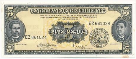 Fülöp-szigetek DN (1968-1970) 5P "EZ661024" T:AU folt Philippines ND (1968-1970) 5 Pesos "EZ661024" C:AU spotted Krause P#135f