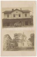 Shchyrets, Shchirets, Szczerzec; osztrák-magyar katonák a vasútállomáson, templom / WWI K.u.K. military, soldiers at the railway station, church. photo (EK)