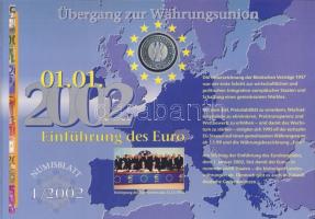 Németország 2002. 10€ Ag "Az Euro bevezetése" nagyalakú emlékíven elsőnapi bélye...