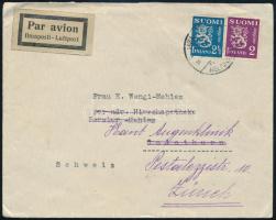 1934 Légi levél továbbküldve Zürichbe / Airmail cover to Zürich