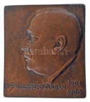 Sződy Szilárd (1878-1939) 1926. &quot;Dr. Füzesséry Zoltán&quot; bronz emlékplakett (34x30mm) T:AU