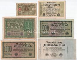 Németország / Weimari Köztársaság 1920-1923. 6db-os bankjegytétel T:F,VG közte erős papír Germany / Weimar Republic 1920-1923. 6pcs banknote lot C:F,VG within strong paper